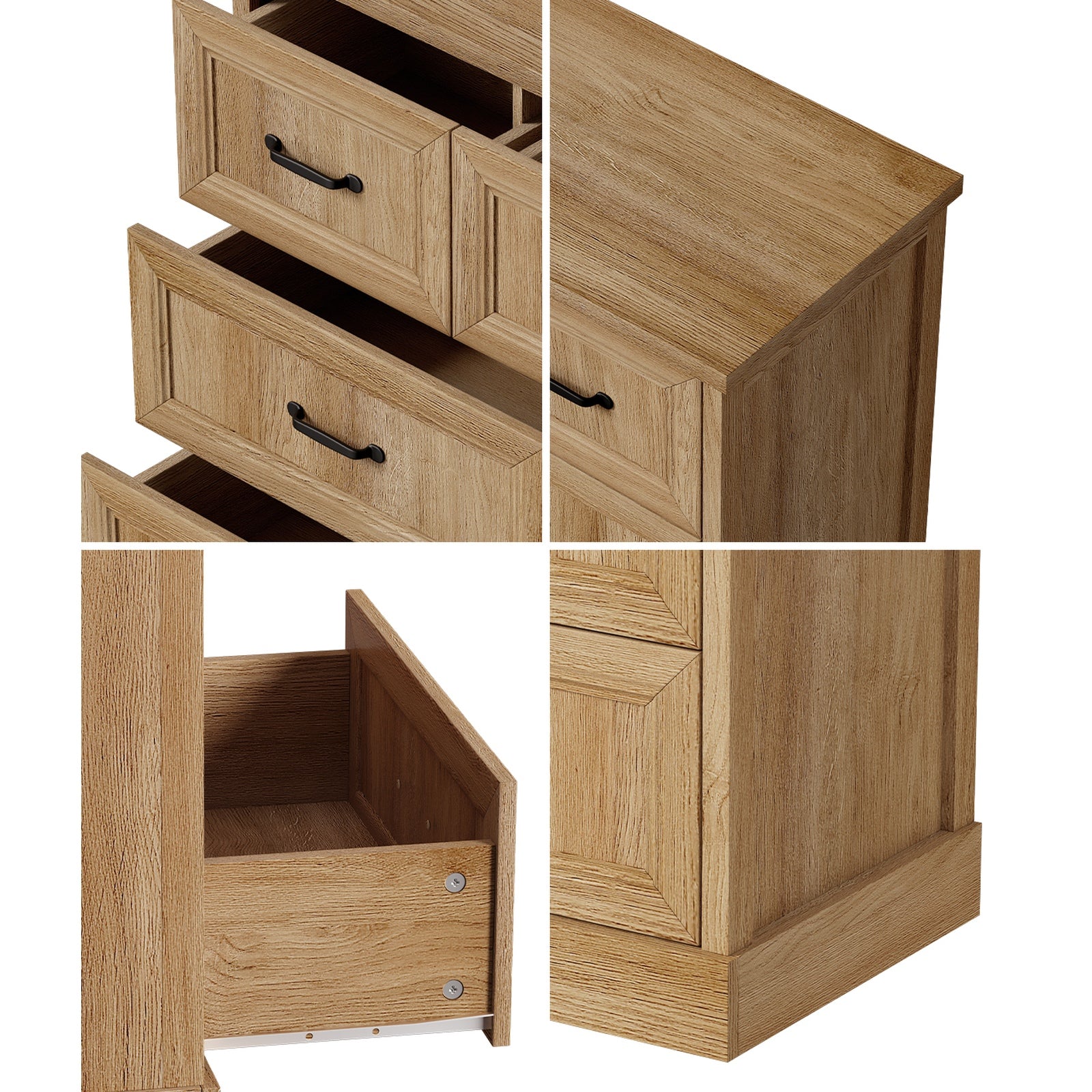 Oikiture 7 Chest of Drawers Bedside Dresser Tallboy Storage Bedroom Natural - Sunyee