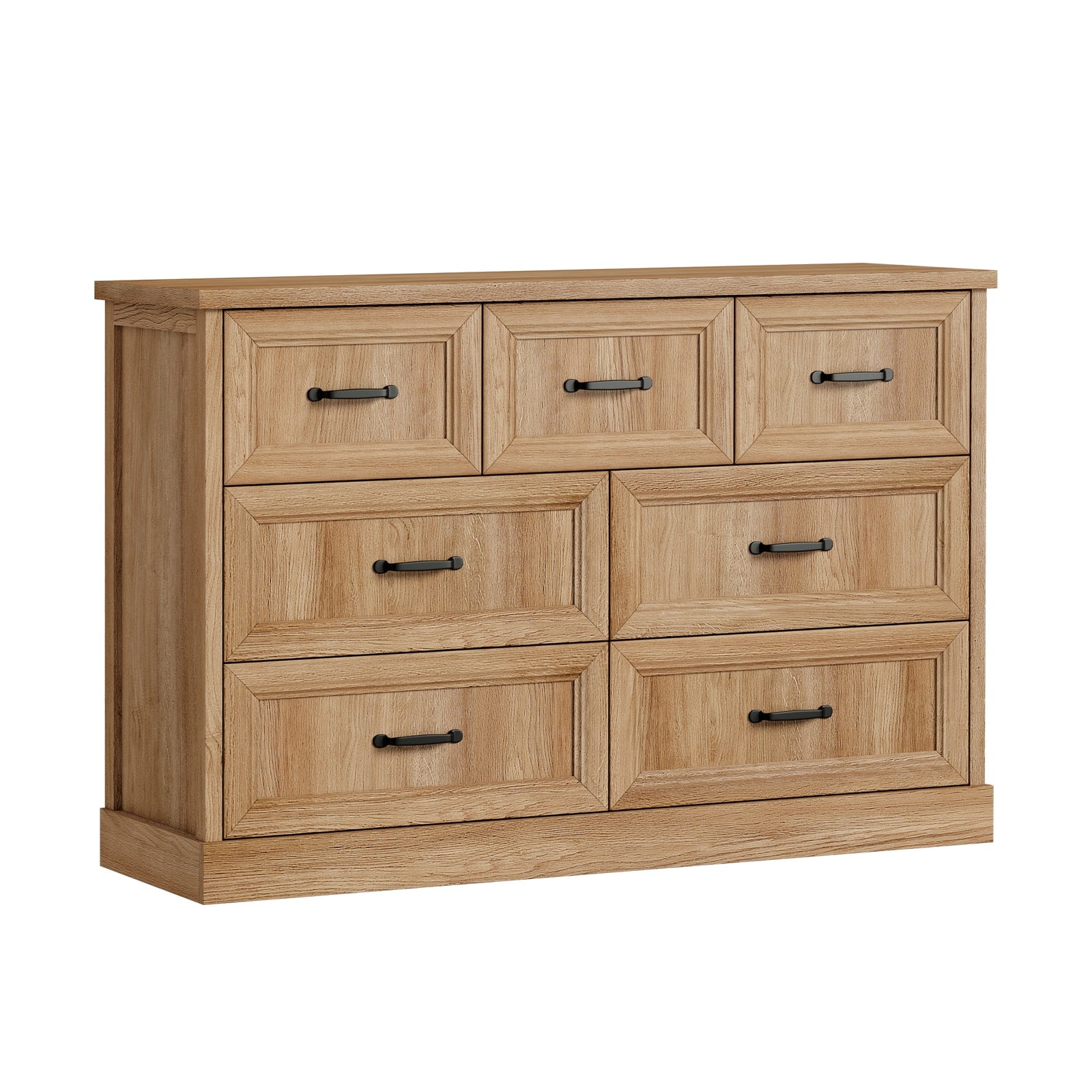 Oikiture 7 Chest of Drawers Bedside Dresser Tallboy Storage Bedroom Natural - Sunyee