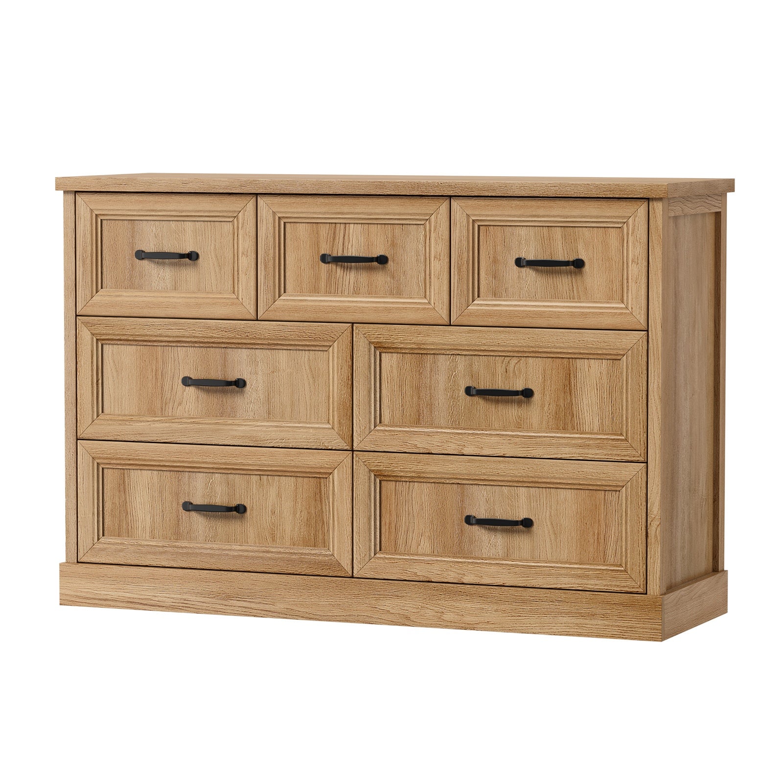 Oikiture 7 Chest of Drawers Bedside Dresser Tallboy Storage Bedroom Natural - Sunyee