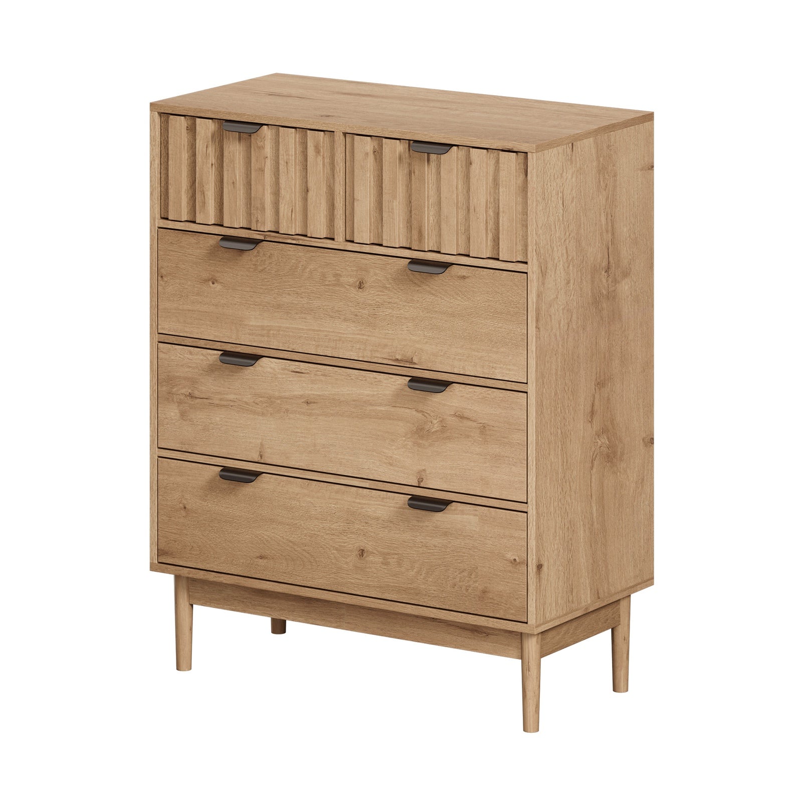 Oikiture 5 Chest of Drawers Dresser Tallboy Modern Nightstand Stripe Natural