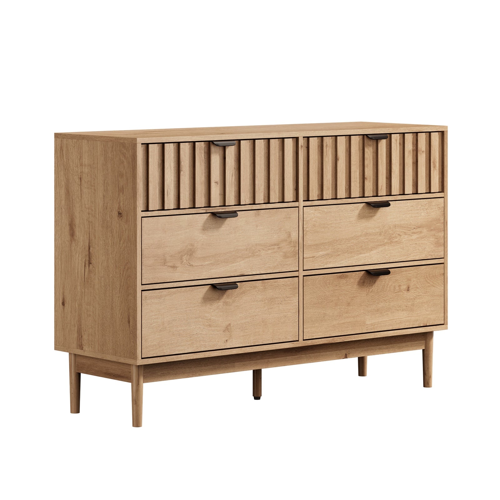 Oikiture 6 Chest of Drawers Organizer Dresser Storage Cabinet Lowboy Natural - Sunyee
