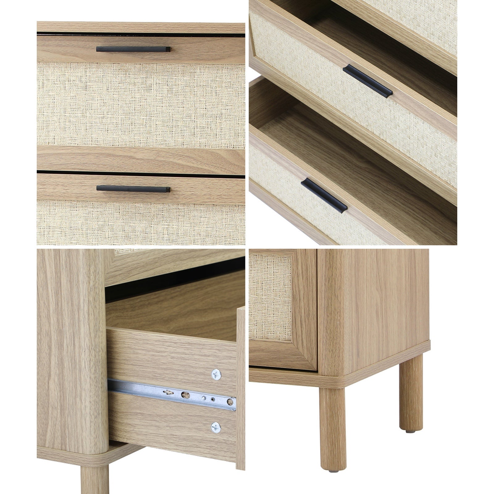 Oikiture 4 Chest of Drawers Dresser Tallboy Storage Cabinet Rattan Natural - Sunyee