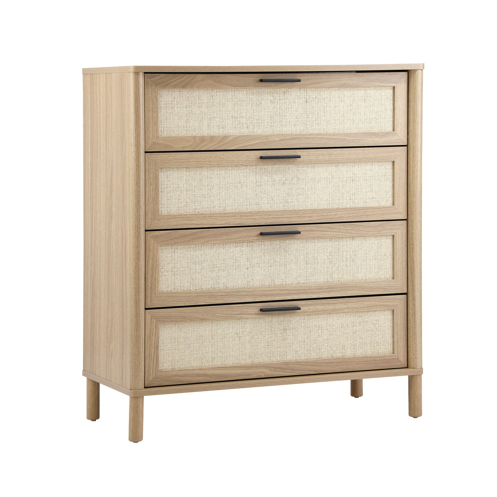 Oikiture 4 Chest of Drawers Dresser Tallboy Storage Cabinet Rattan Natural - Sunyee
