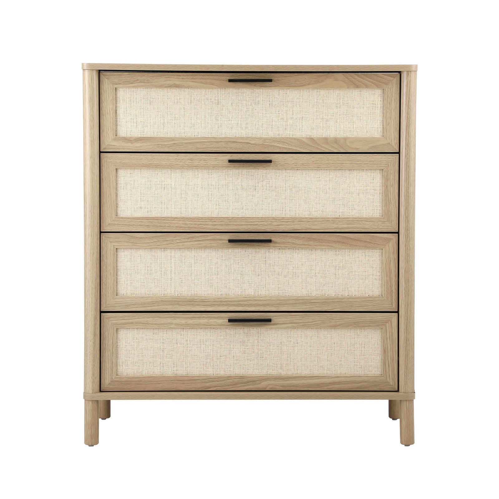 Oikiture 4 Chest of Drawers Dresser Tallboy Storage Cabinet Rattan Natural - Sunyee