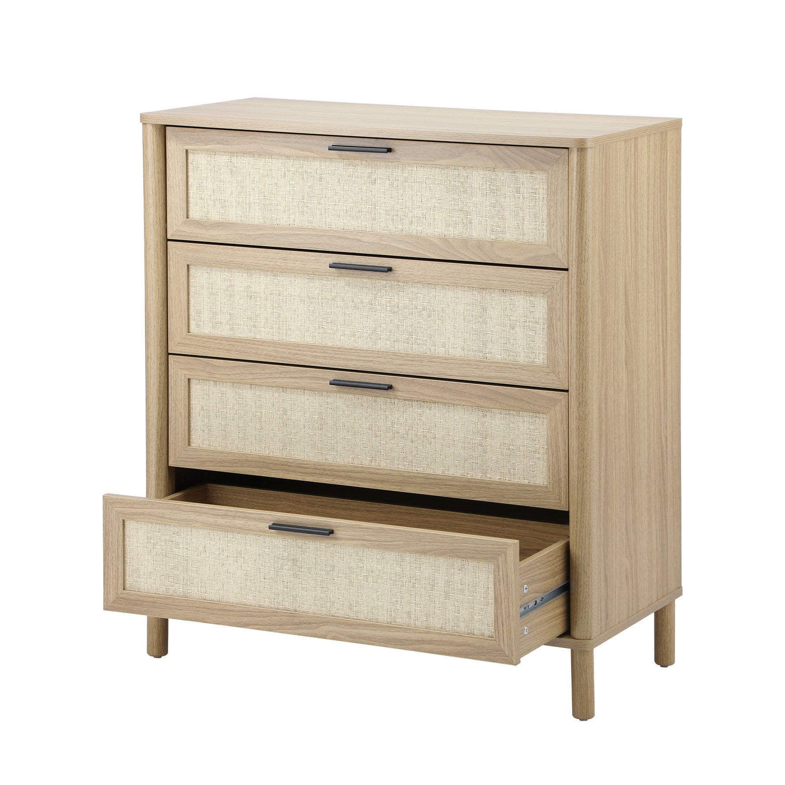 Oikiture 4 Chest of Drawers Dresser Tallboy Storage Cabinet Rattan Natural - Sunyee