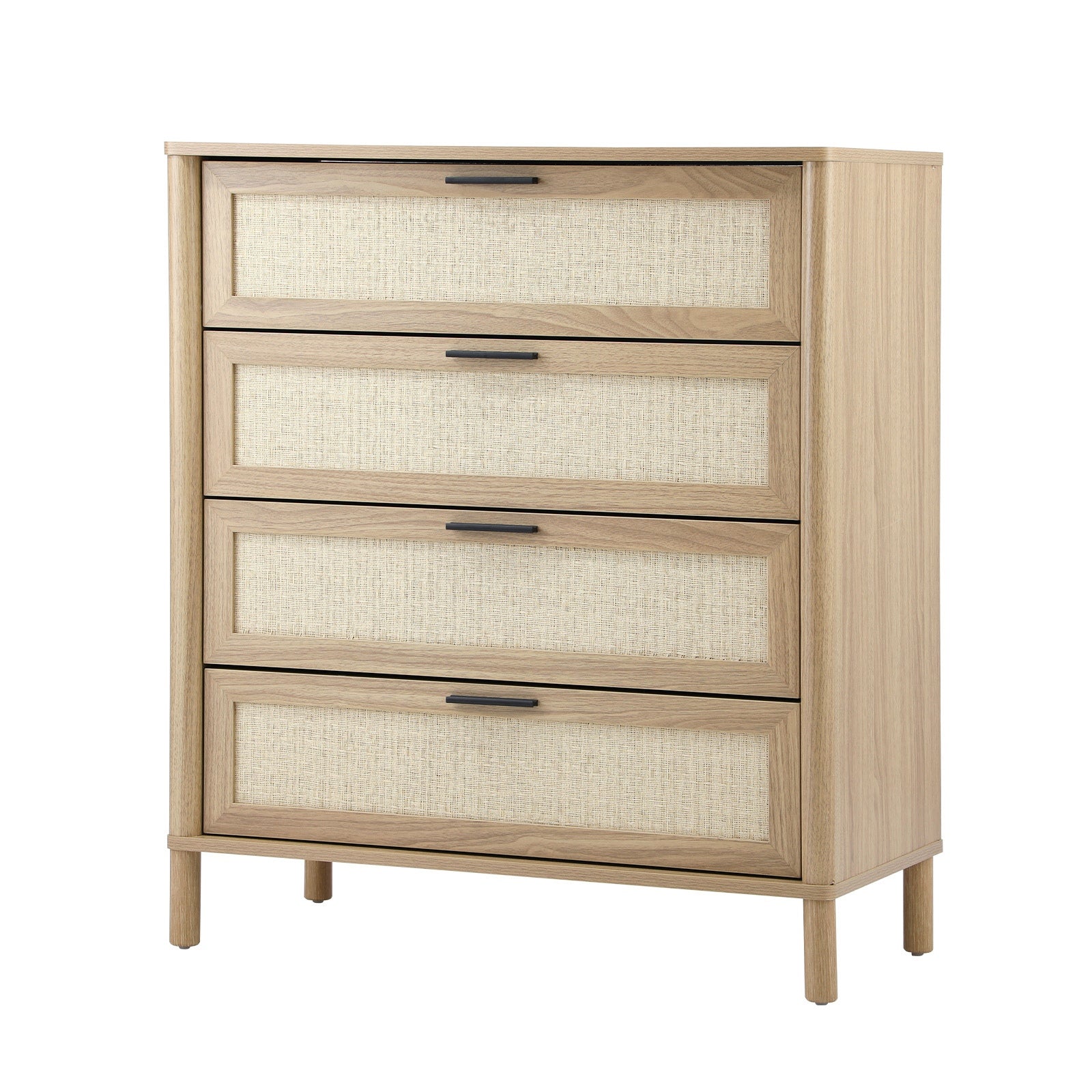 Oikiture 4 Chest of Drawers Dresser Tallboy Storage Cabinet Rattan Natural - Sunyee