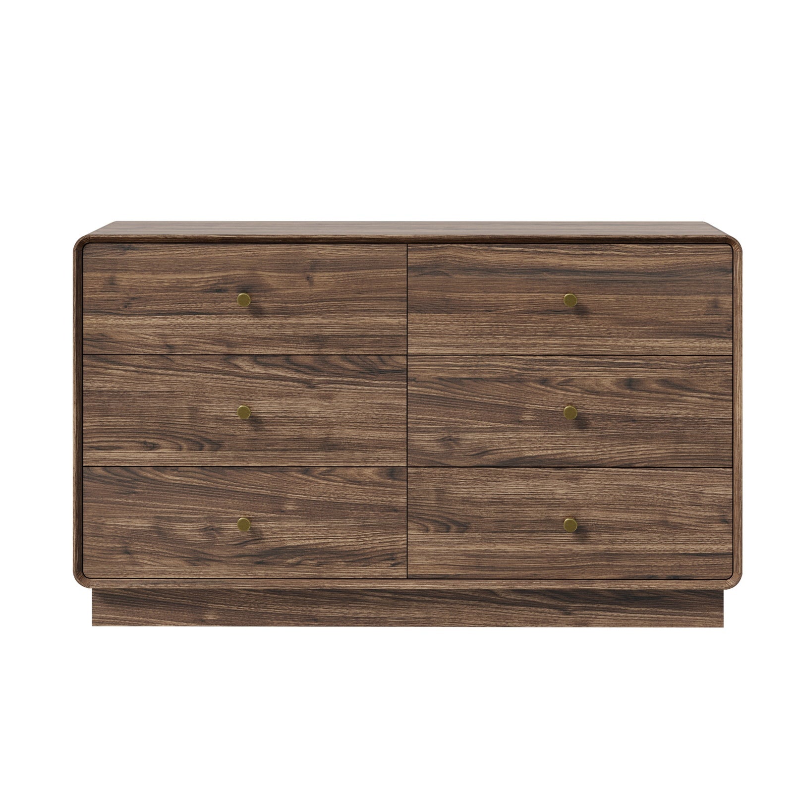 Oikiture 6 Chest Of Drawers Lowboy Storage Dresser Bedroom Living Room Walnut