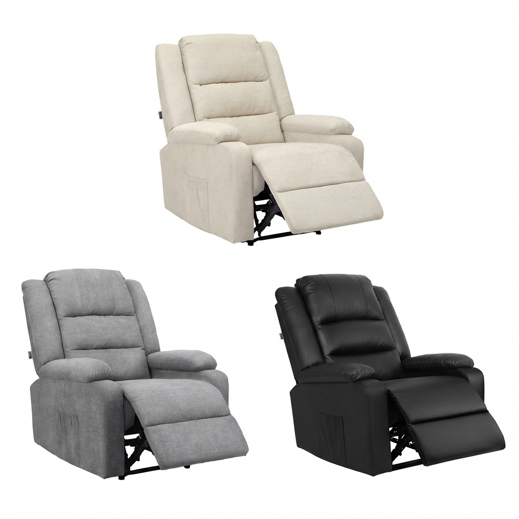 Oikiture Recliner Chair ArmChair Padded Lounge With Side Pocket Polyester/PU - Sunyee