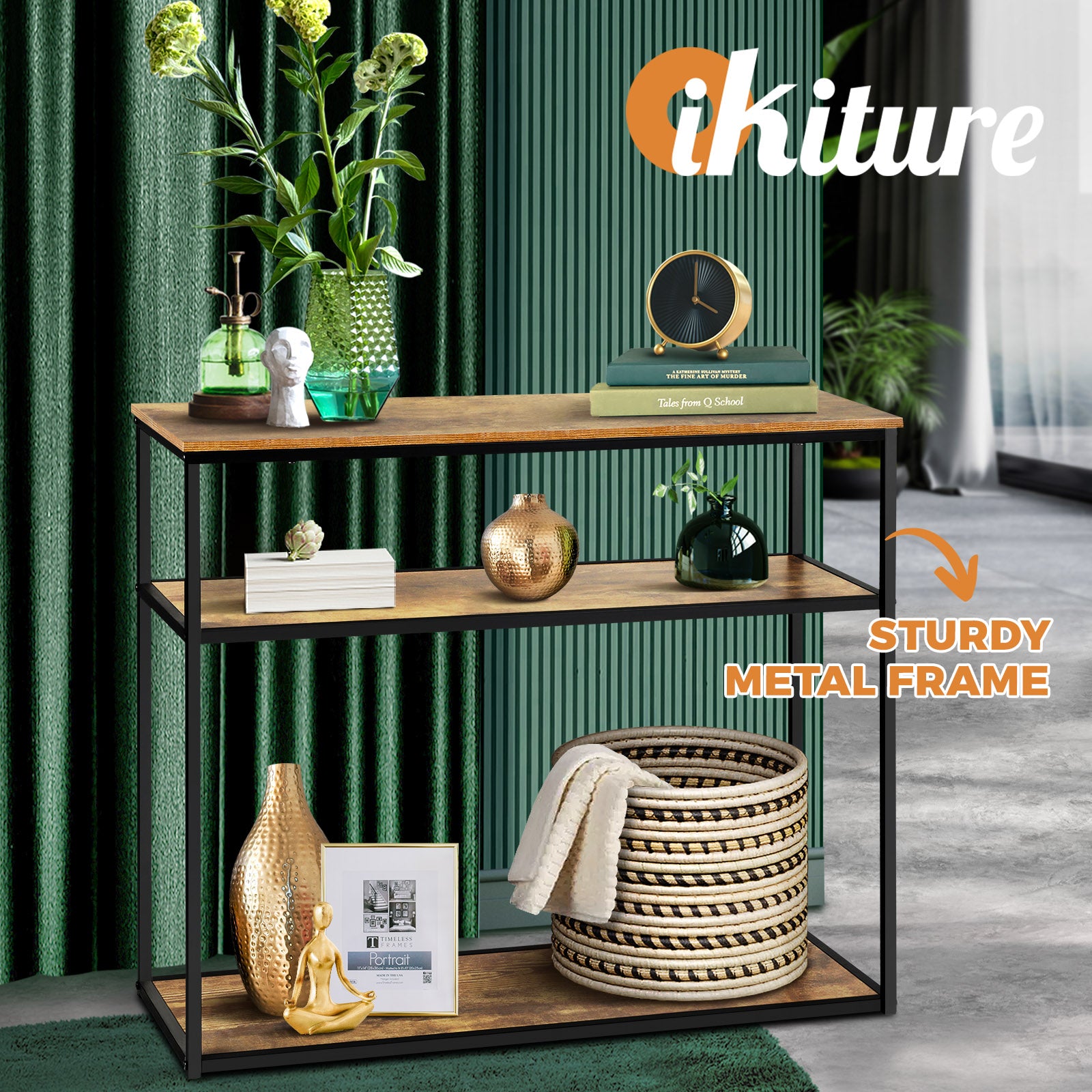Oikiture Coffee Table Side End Table Console Tables Rack Shelf Hallway Display - Sunyee
