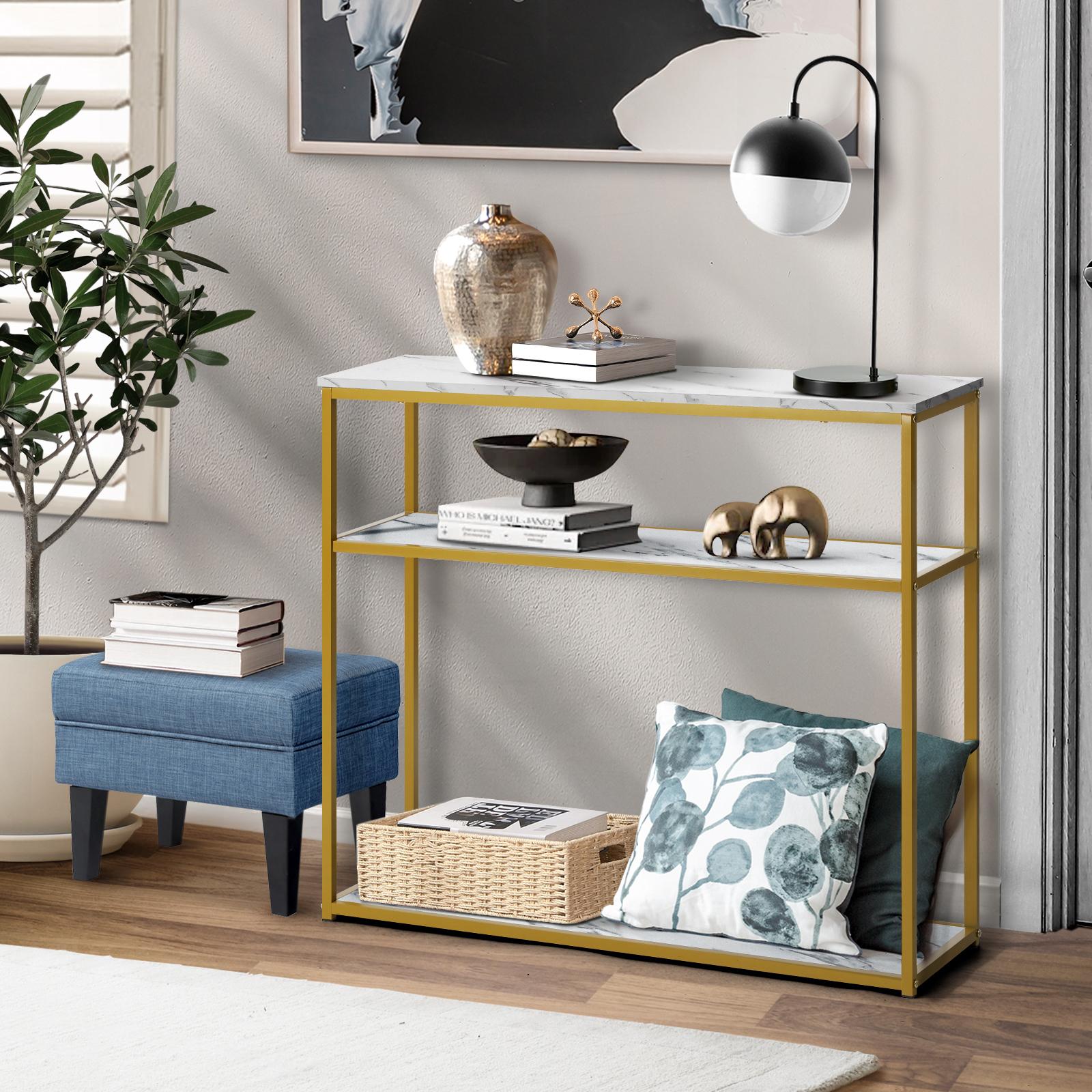 Oikiture Hall Console Table Metal Hallway Desk Entry Display Wh&GD Furniture - Sunyee