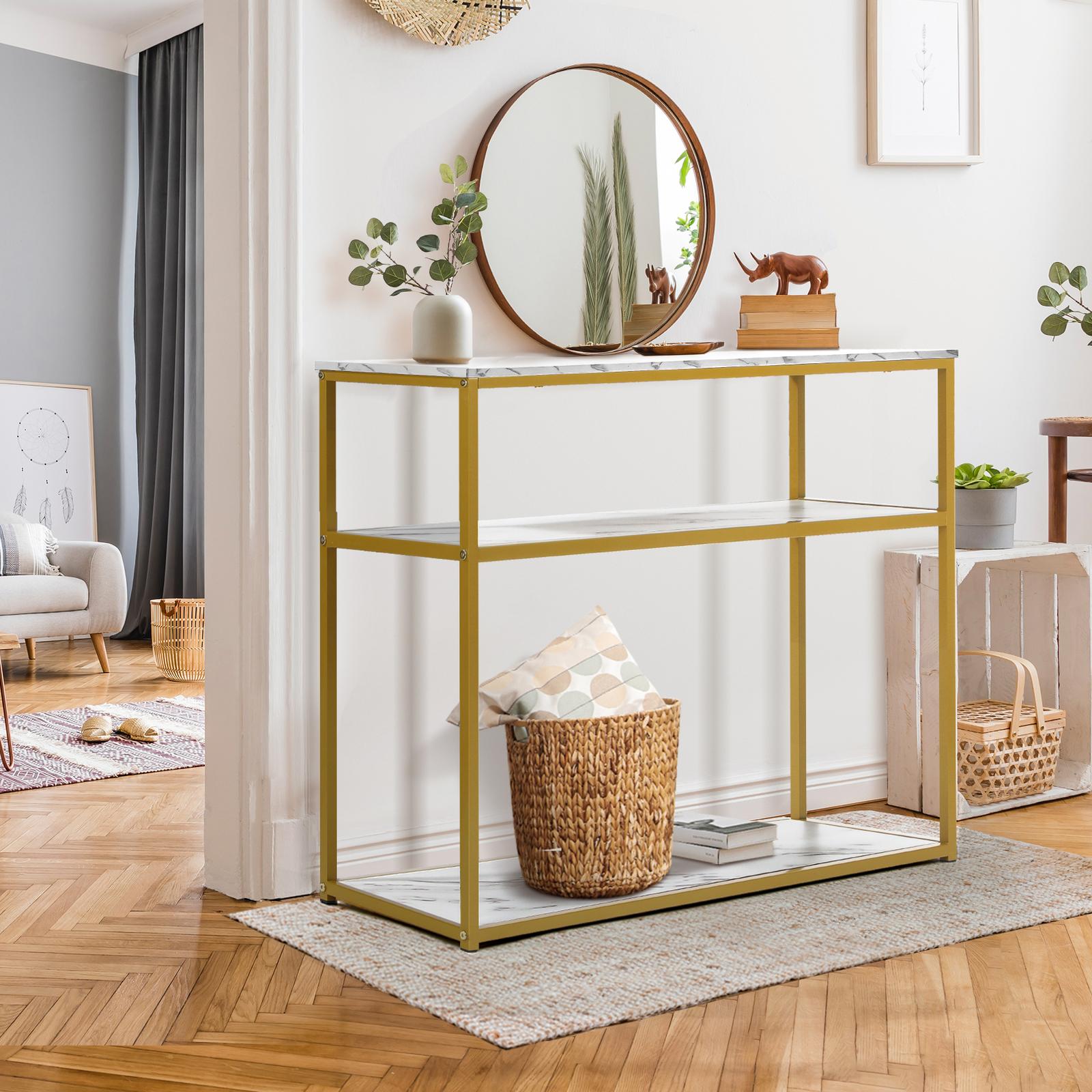 Oikiture Hall Console Table Metal Hallway Desk Entry Display Wh&GD Furniture - Sunyee