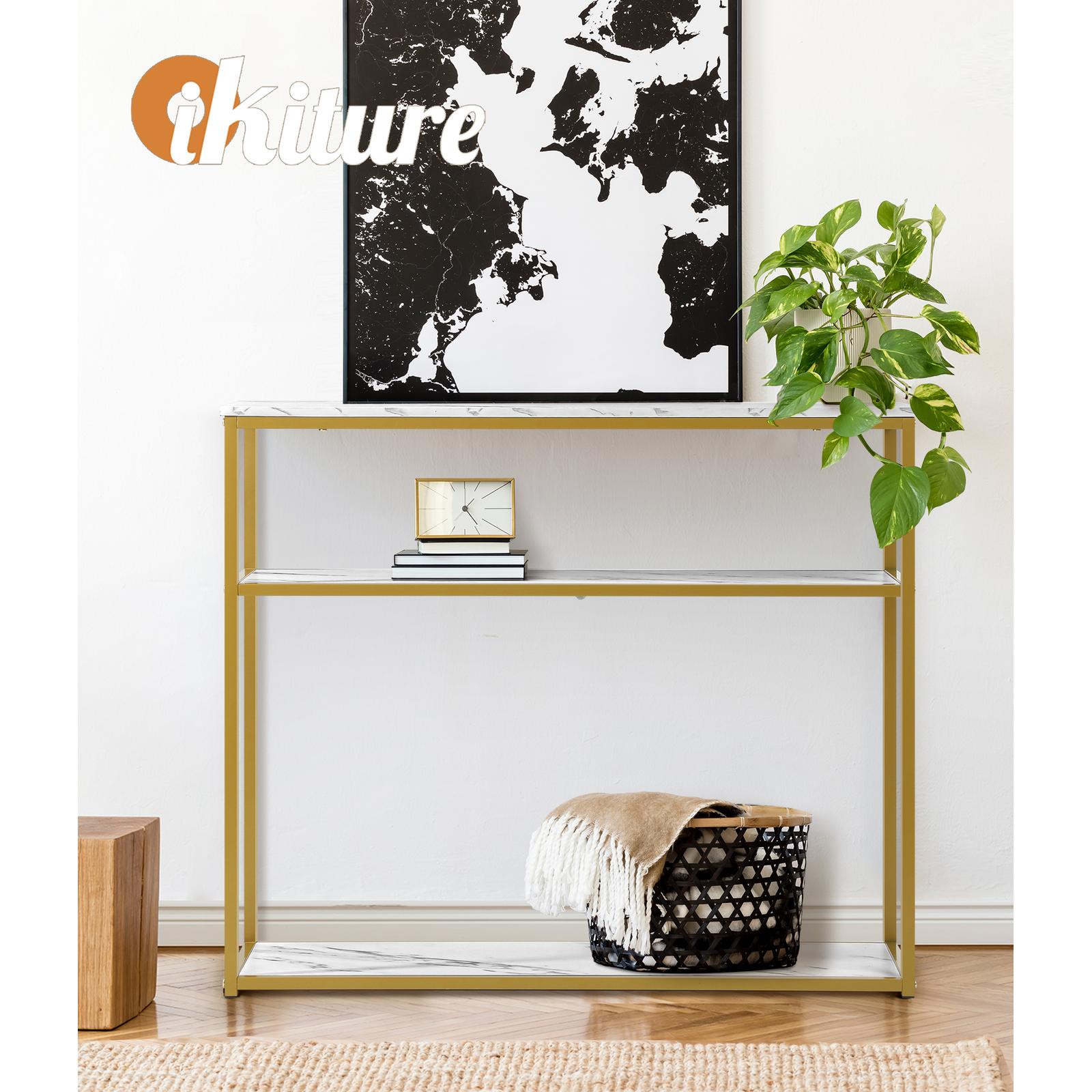 Oikiture Hall Console Table Metal Hallway Desk Entry Display Wh&GD Furniture - Sunyee