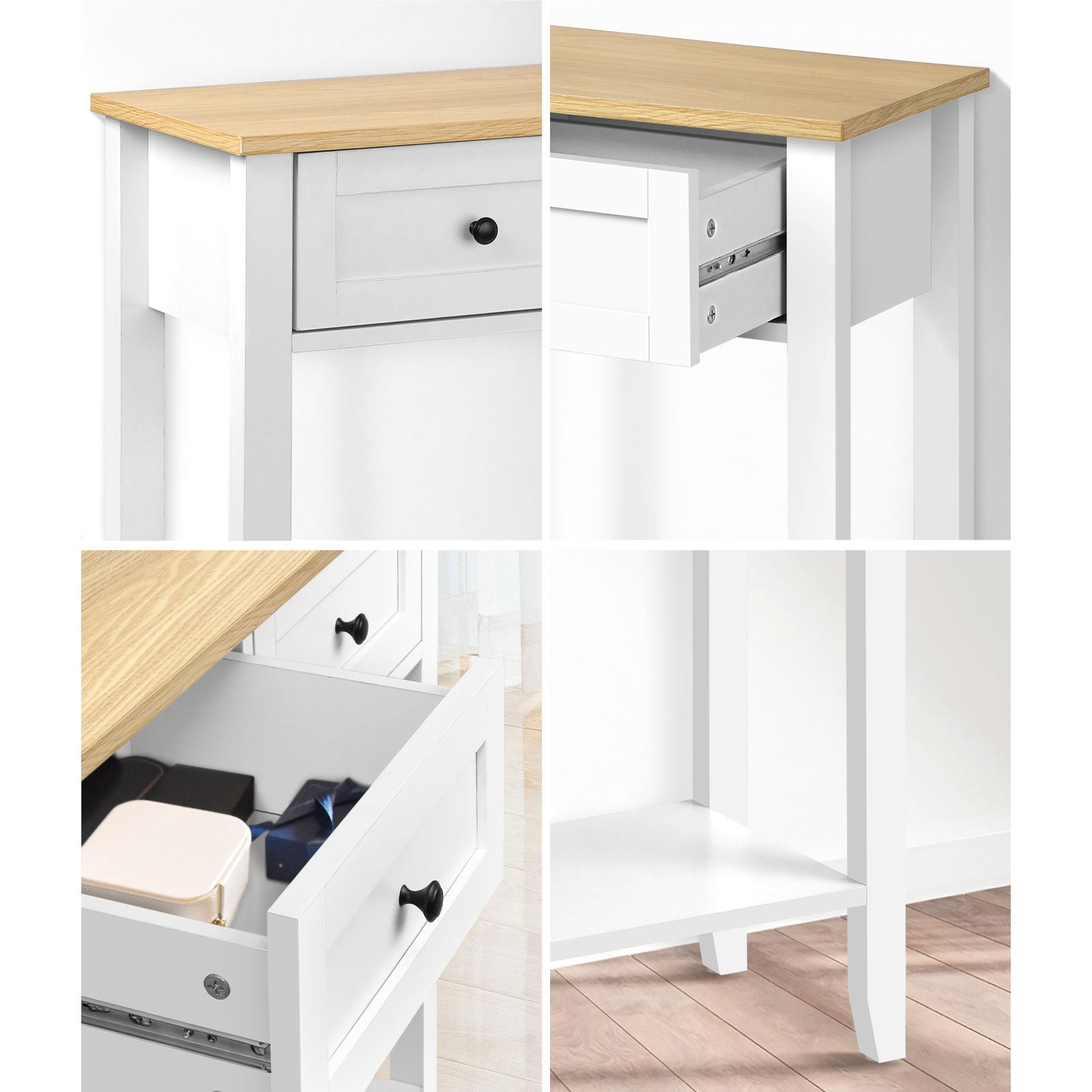 Oikiture Console Table Hallway Entry 2 Drawers Hall Side Display Shelf Desk - Sunyee