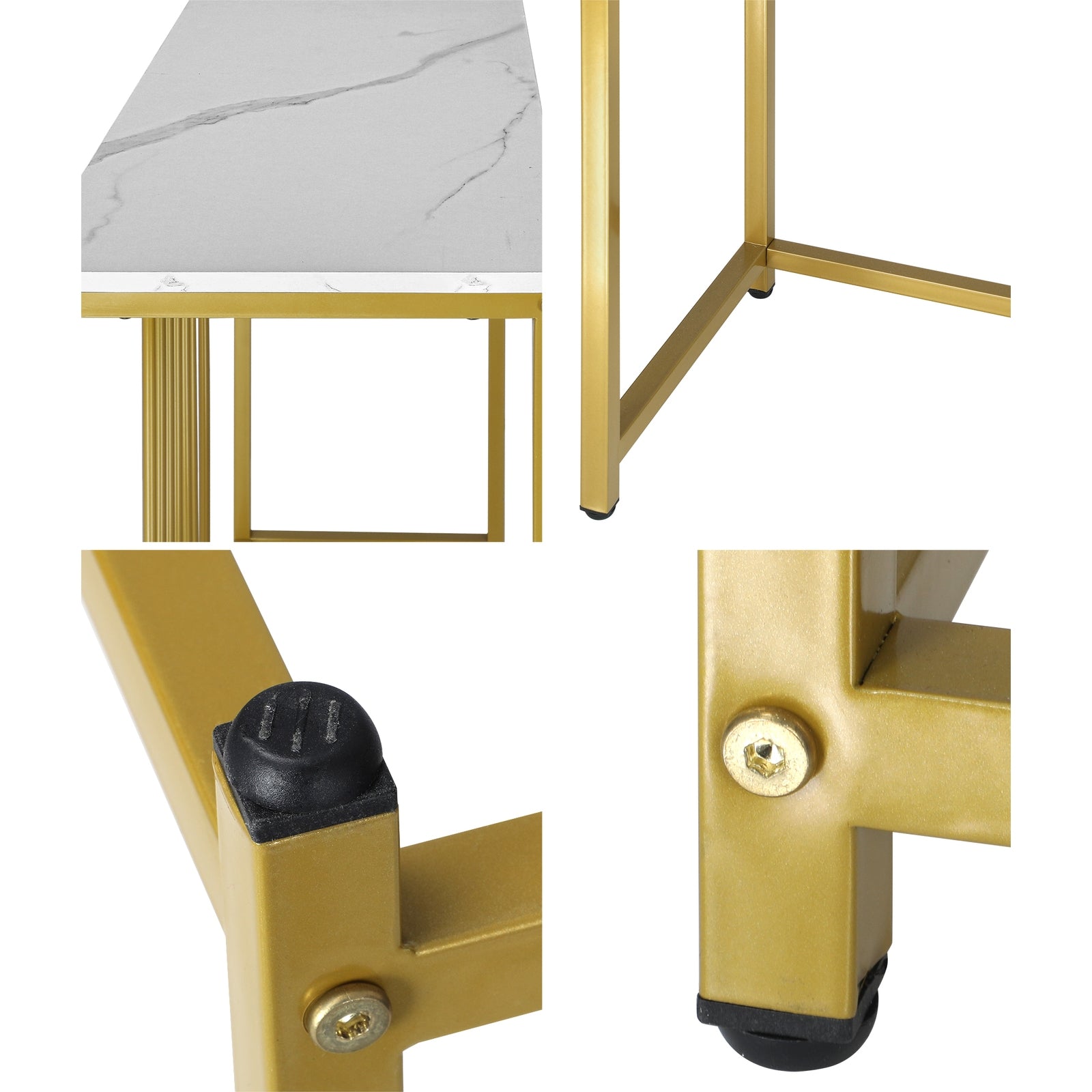 Oikiture Marble Dinning Table Nesting Coffee Side End Table Accent Console Table - Sunyee