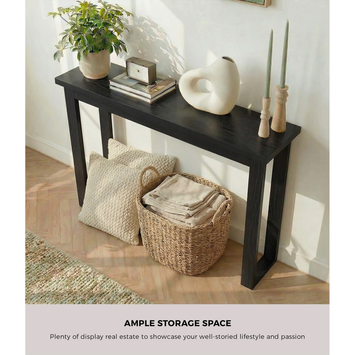 Oikiture Console Table Narrow Hall Entryway Sofa Table Display Shelf