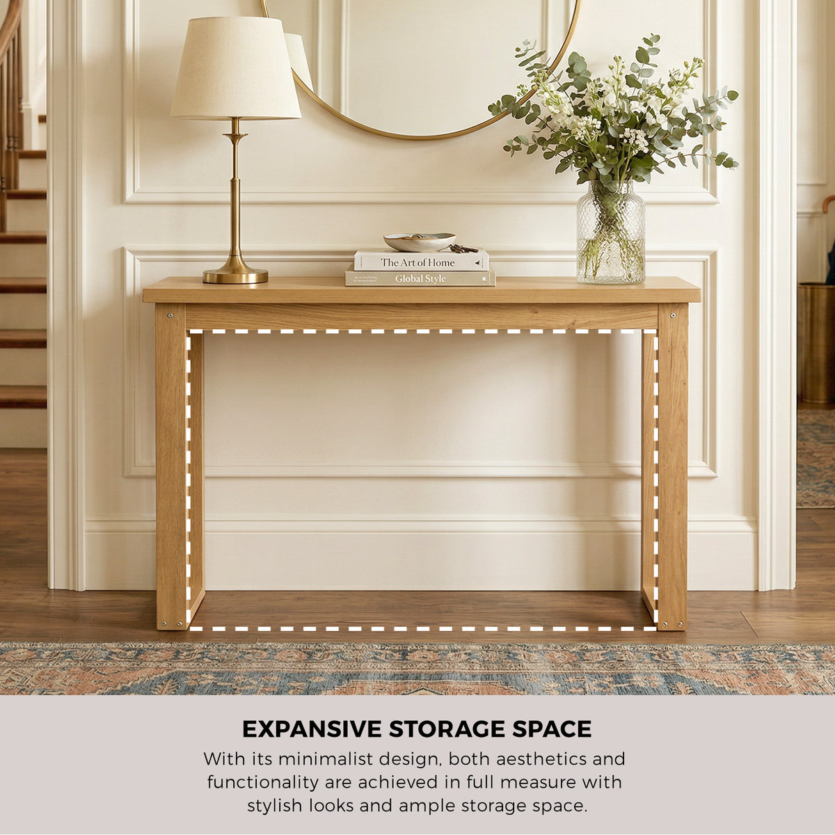 Oikiture Console Table Narrow Hall Entryway Sofa Table Display Shelf