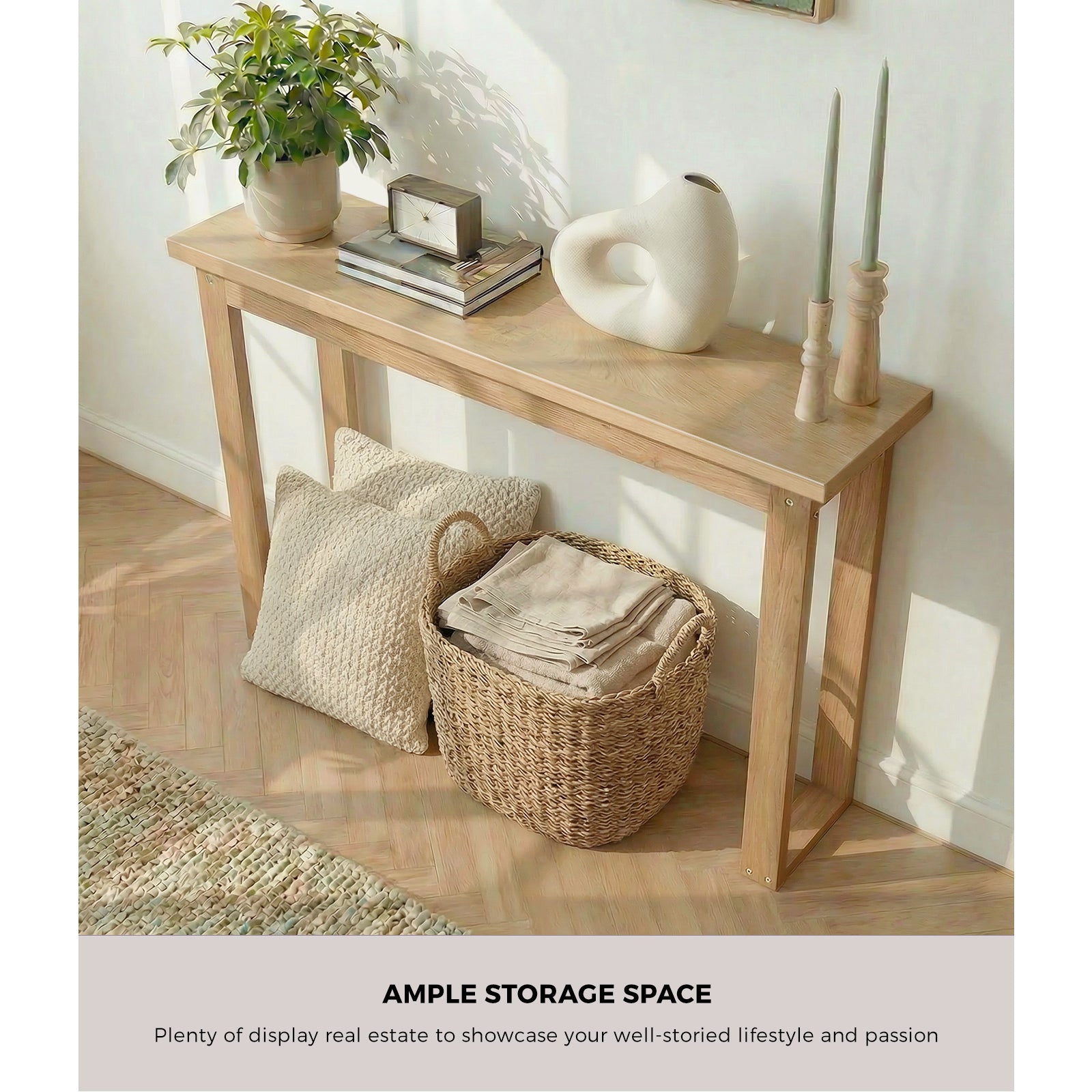 Oikiture Console Table Narrow Hall Entryway Desk Sofa Table Display Shelf - Sunyee