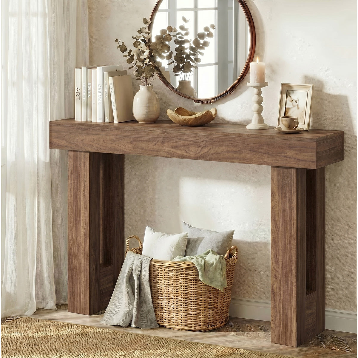 Oikiture Console Table Hallway Narrow Sofa Side Desk Storage Rack