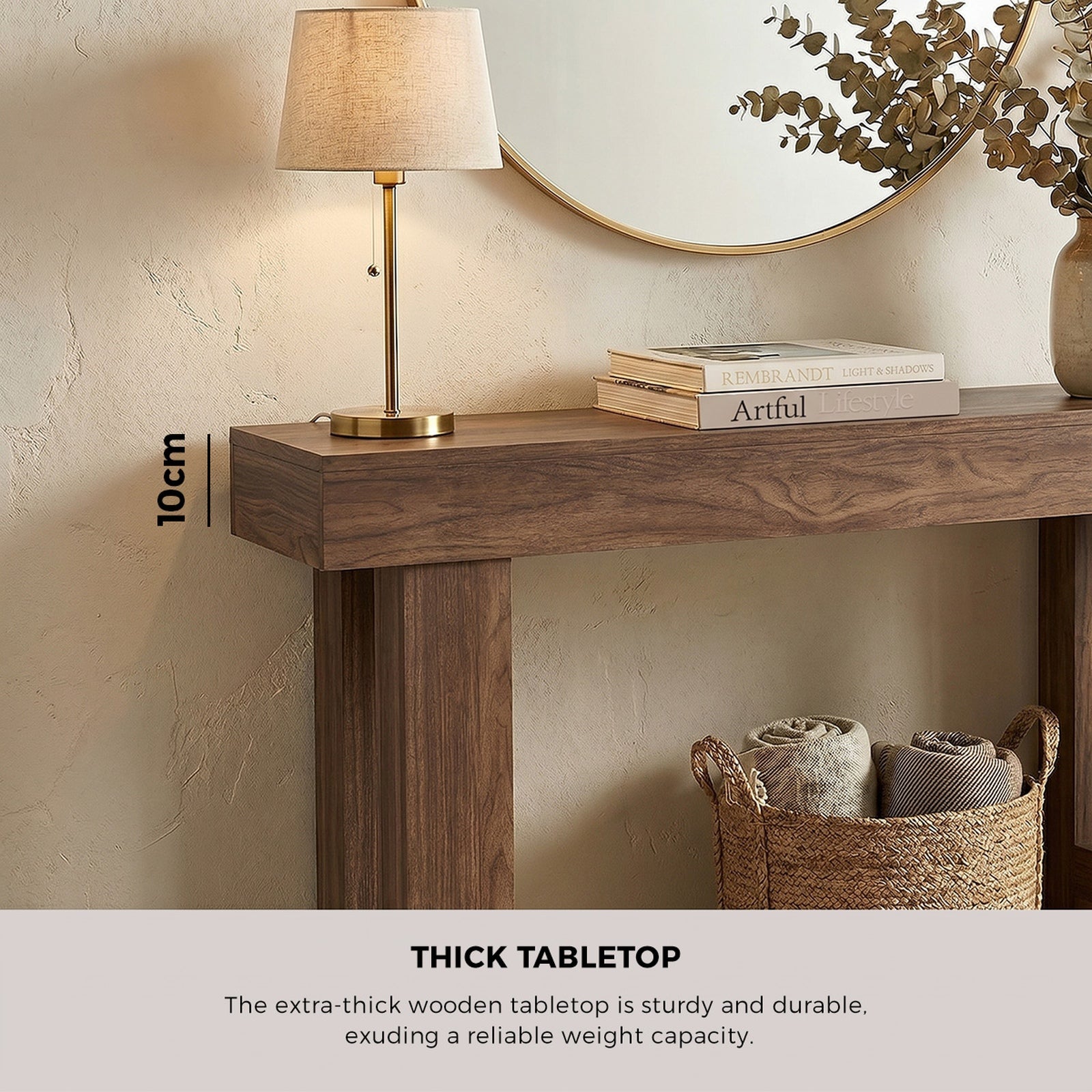 Oikiture Console Table Hallway Narrow Sofa Side Desk Storage Rack Walnut