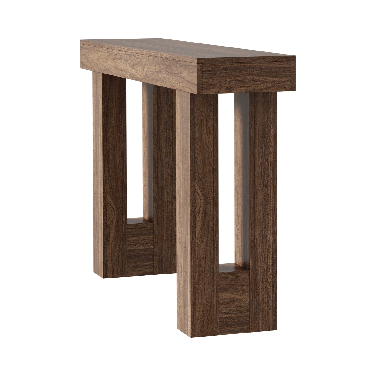 Oikiture Console Table Hallway Narrow Sofa Side Desk Storage Rack Walnut