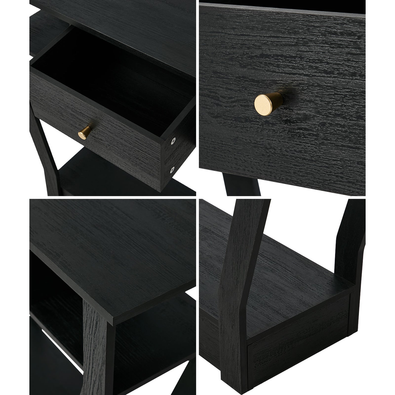 Oikiture Console Table 1 Drawer Hallway Entryway Storage Shelf Side Desk Black - Sunyee
