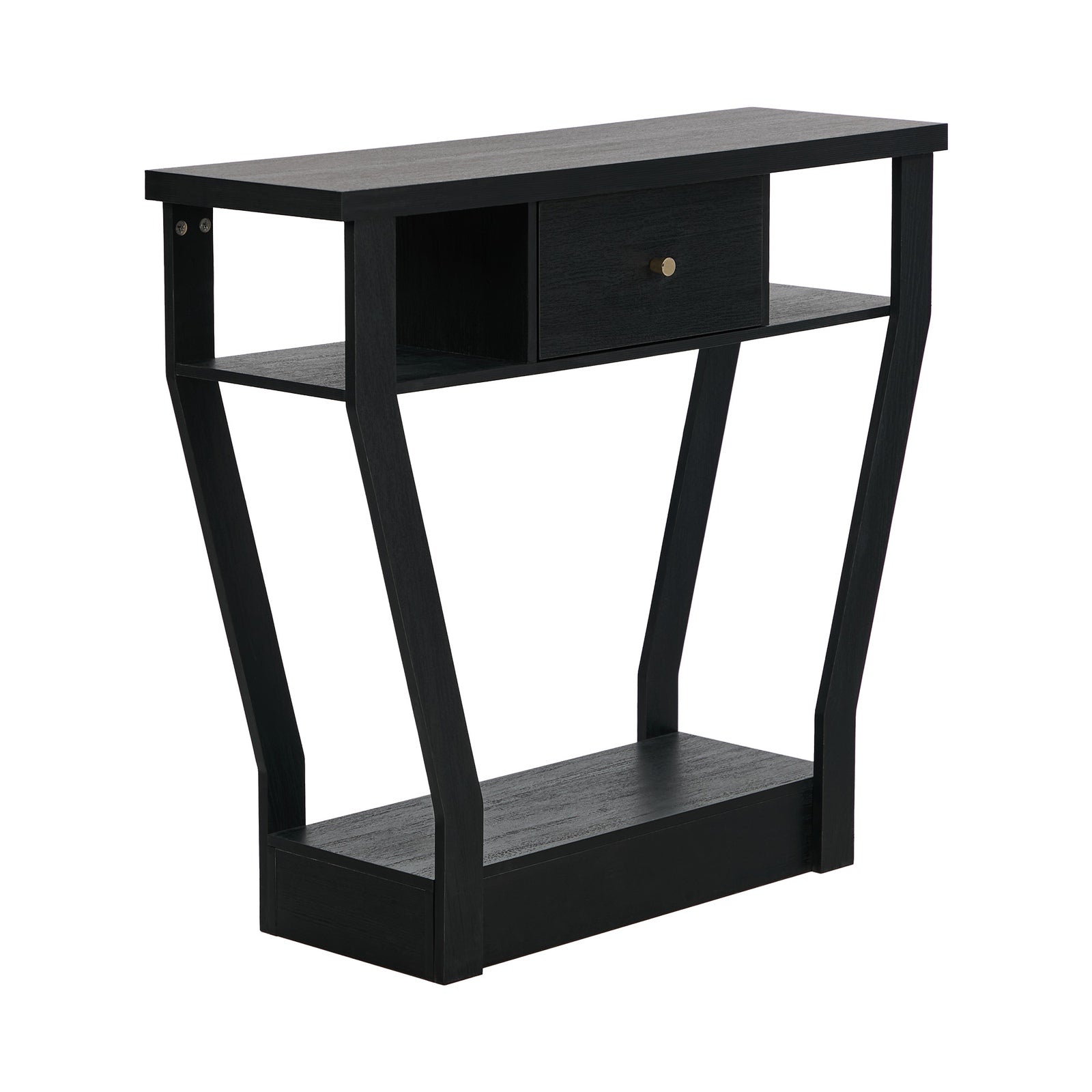 Oikiture Console Table 1 Drawer Hallway Entryway Storage Shelf Side Desk Black - Sunyee