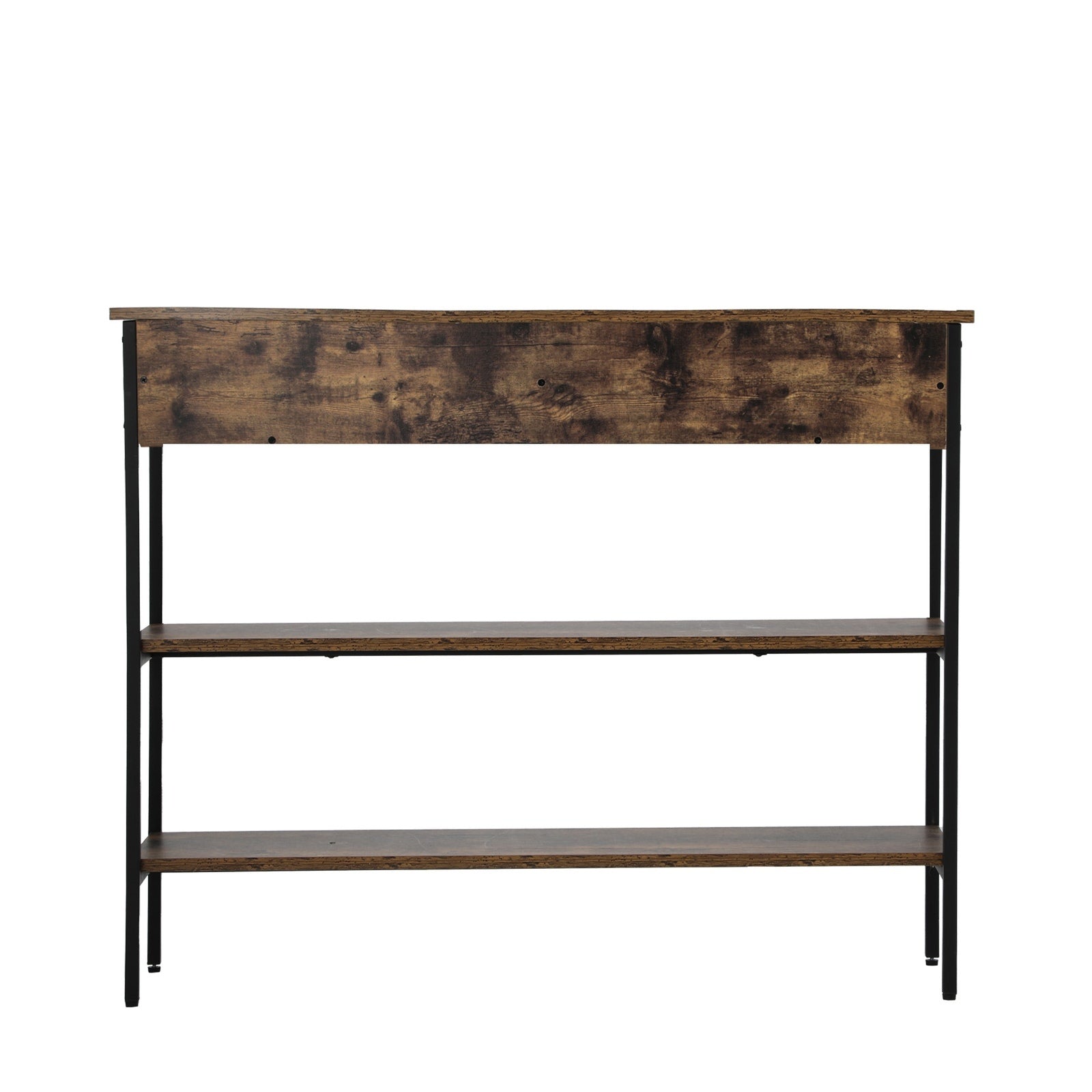 Oikiture 3-Tier Console Table Wood Sofa Table with 2 Drawers Hall Side Entry