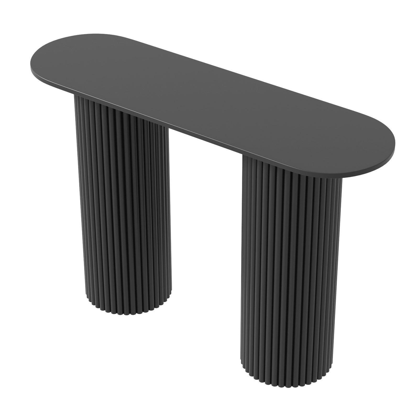 Oikiture Console Table Oval Hallway Desk Modern Entryway Table Black