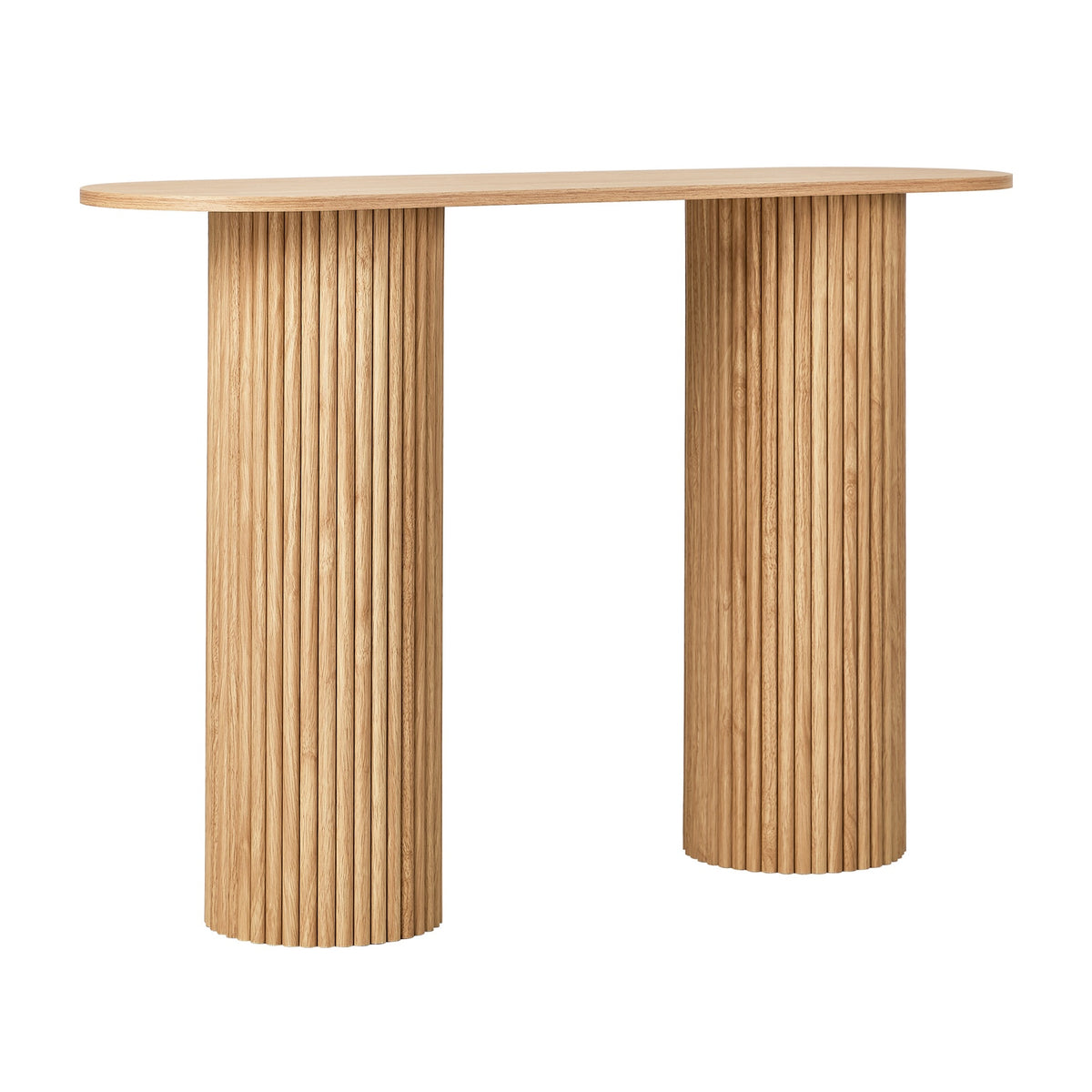 Oikiture Console Table Oval Hallway Desk Modern Entryway Table