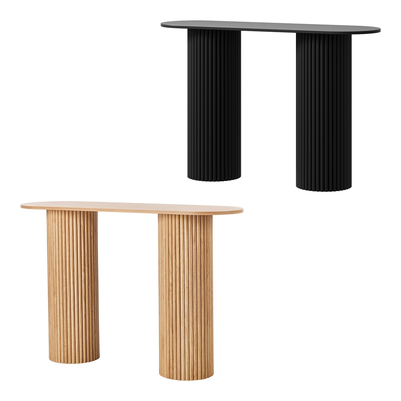 Oikiture Console Table Oval Hallway Desk Modern Entryway Table