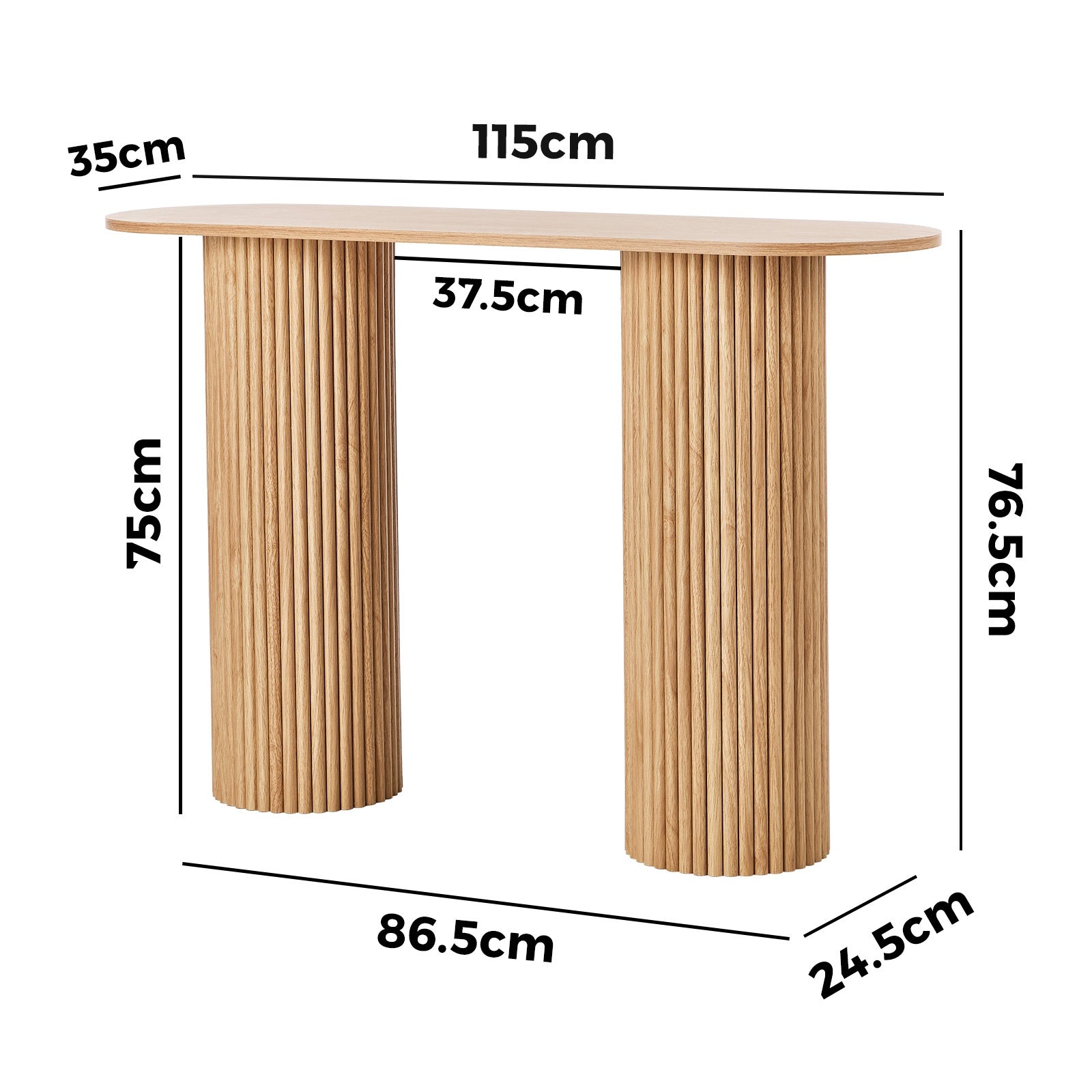 Oikiture Console Table Oval Hallway Desk Modern Entryway Table Natural