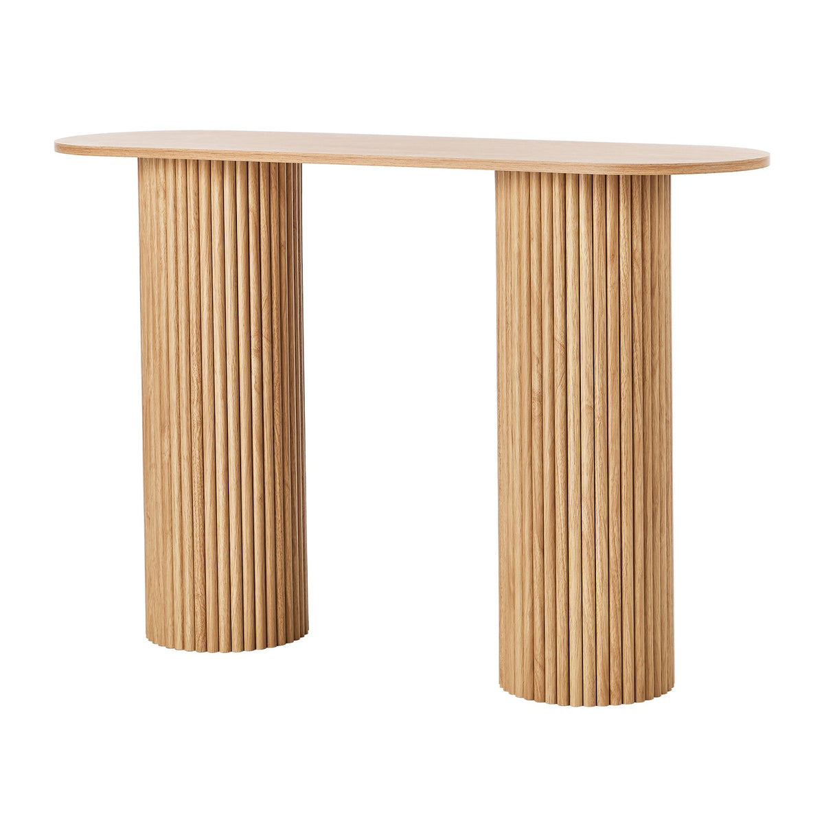 Oikiture Console Table Oval Hallway Desk Modern Entryway Table