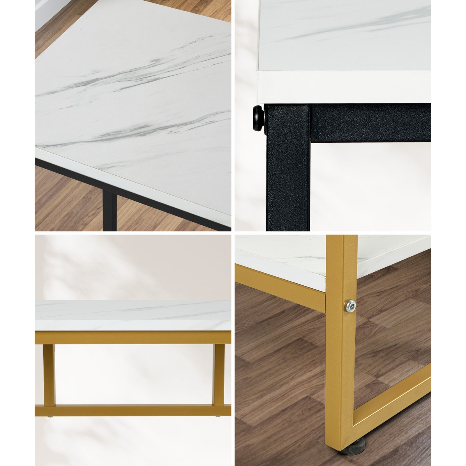 Oikiture Console Table Hallway Marble Effect Metal Entry Table Display - Sunyee