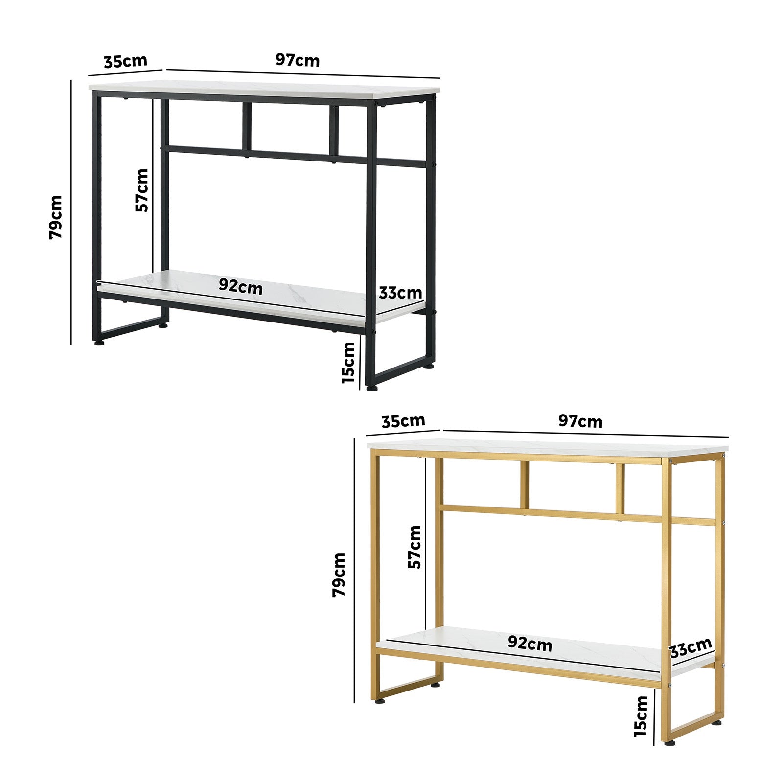 Oikiture Console Table Hallway Marble Effect Metal Entry Table Display - Sunyee