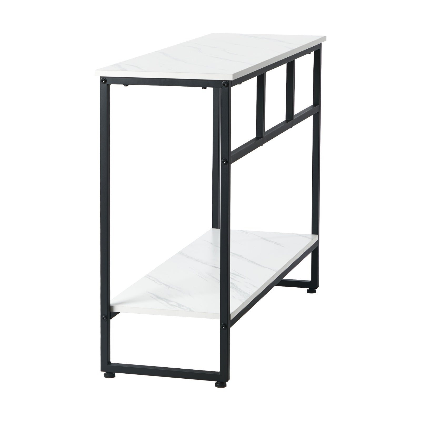 Oikiture Console Table Hallway Marble Effect Metal Entry Table Display WH&BK - Sunyee