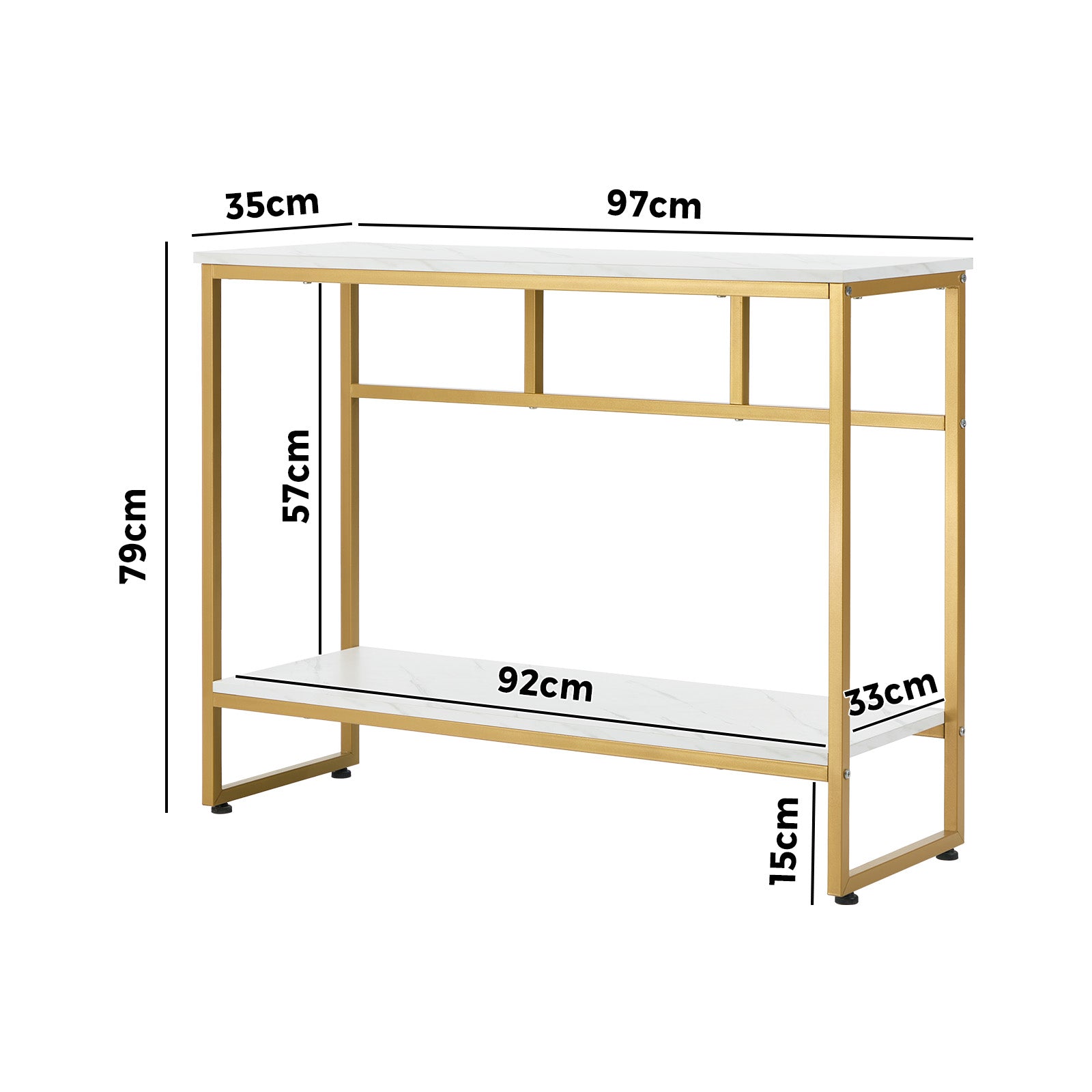 Oikiture Console Table Hallway Marble Effect Metal Entry Table Display WH&GD - Sunyee