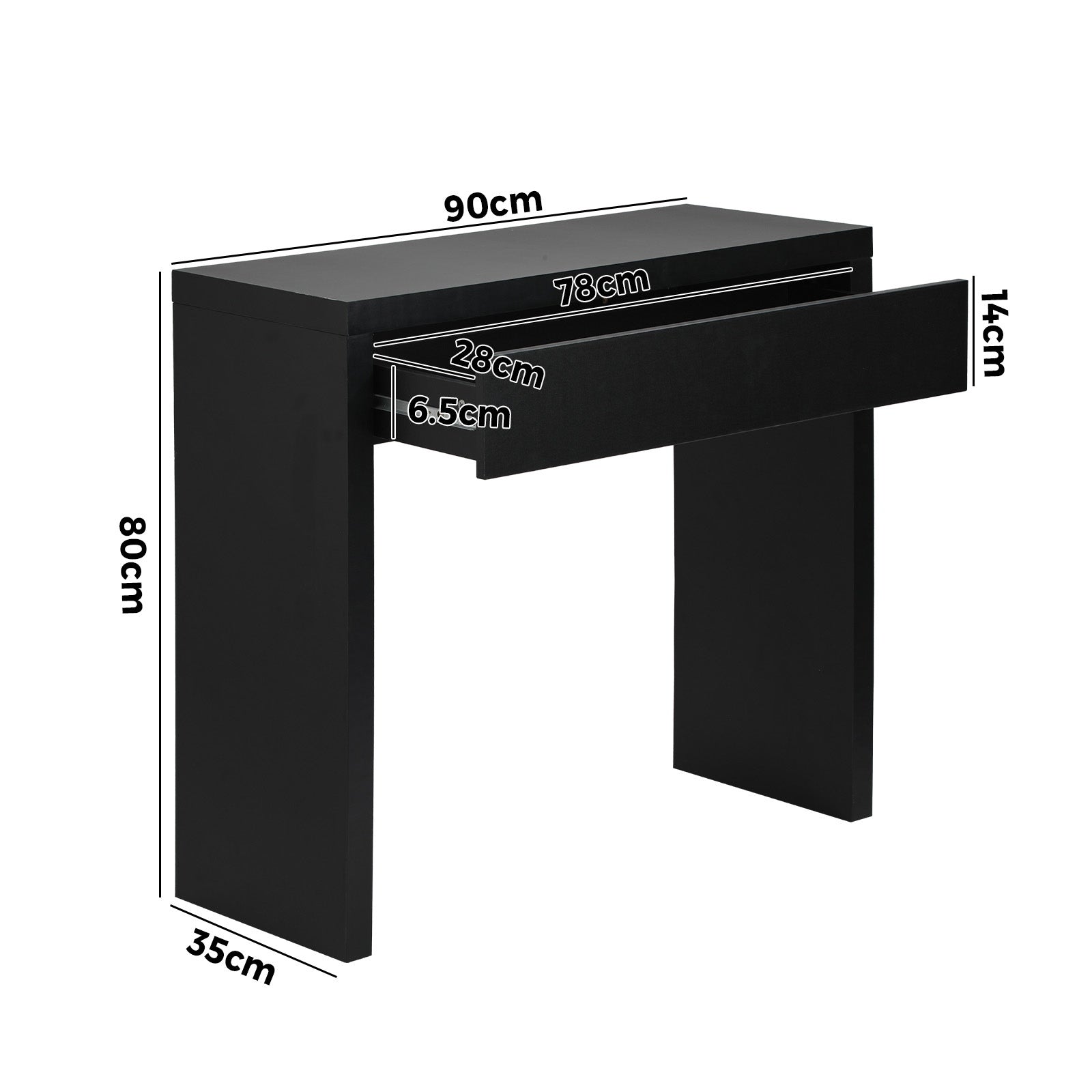 Oikiture Console Table Wood Sofa Table Hall Side Entry with Drawer Black