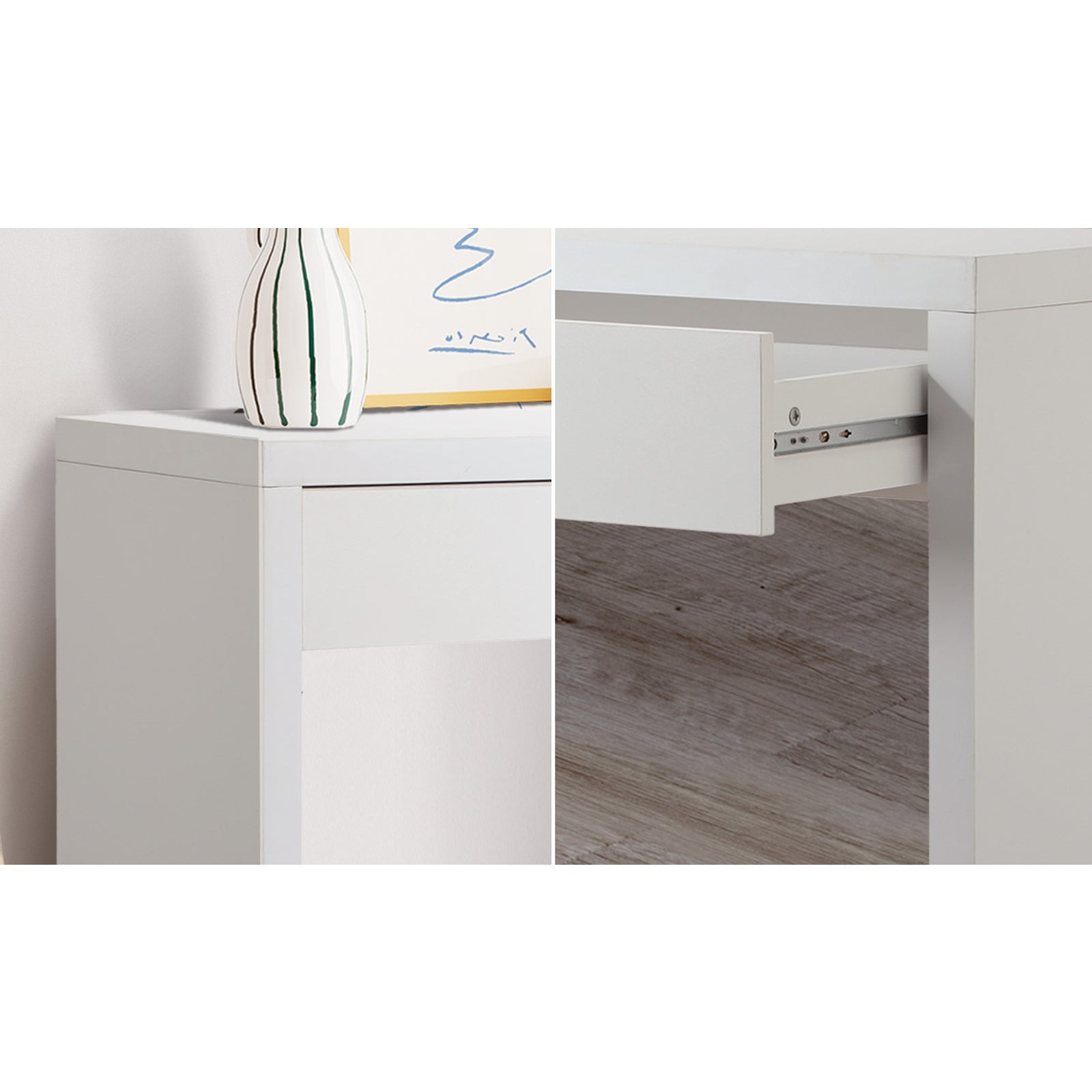 Oikiture Console Table Wood Sofa Table Hall Side Entry with Drawer White