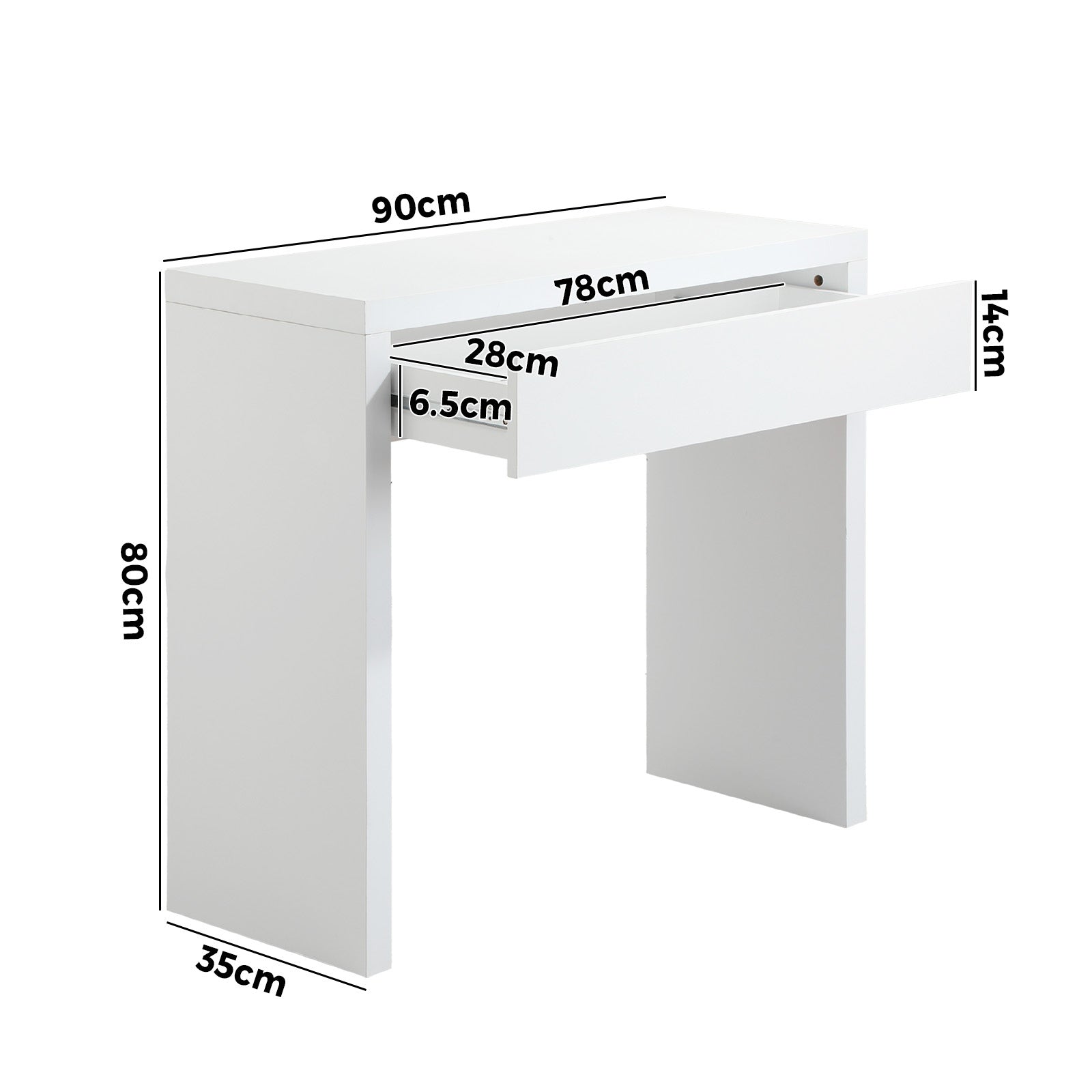 Oikiture Console Table Wood Sofa Table Hall Side Entry with Drawer White