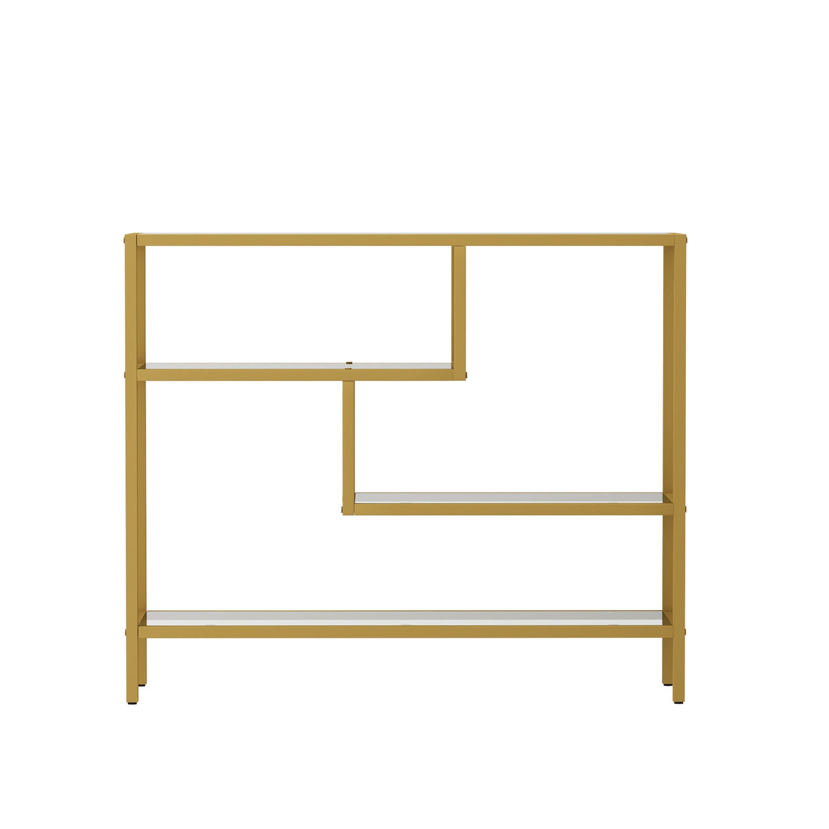 Oikiture Console Table Tempered Glass Sofa Table Hall Side Entry 4 Shelves Gold - Sunyee
