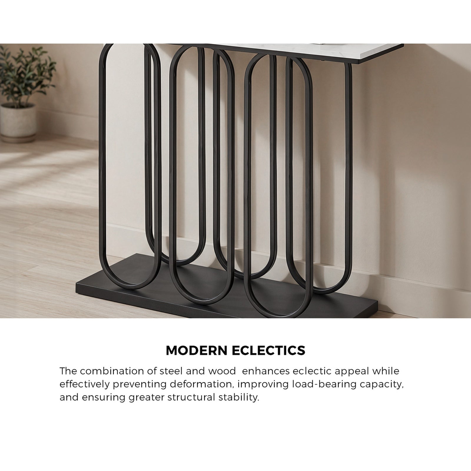 Oikiture Console Table Faux Marble Effect Entry Table Hallway Display Black - Sunyee