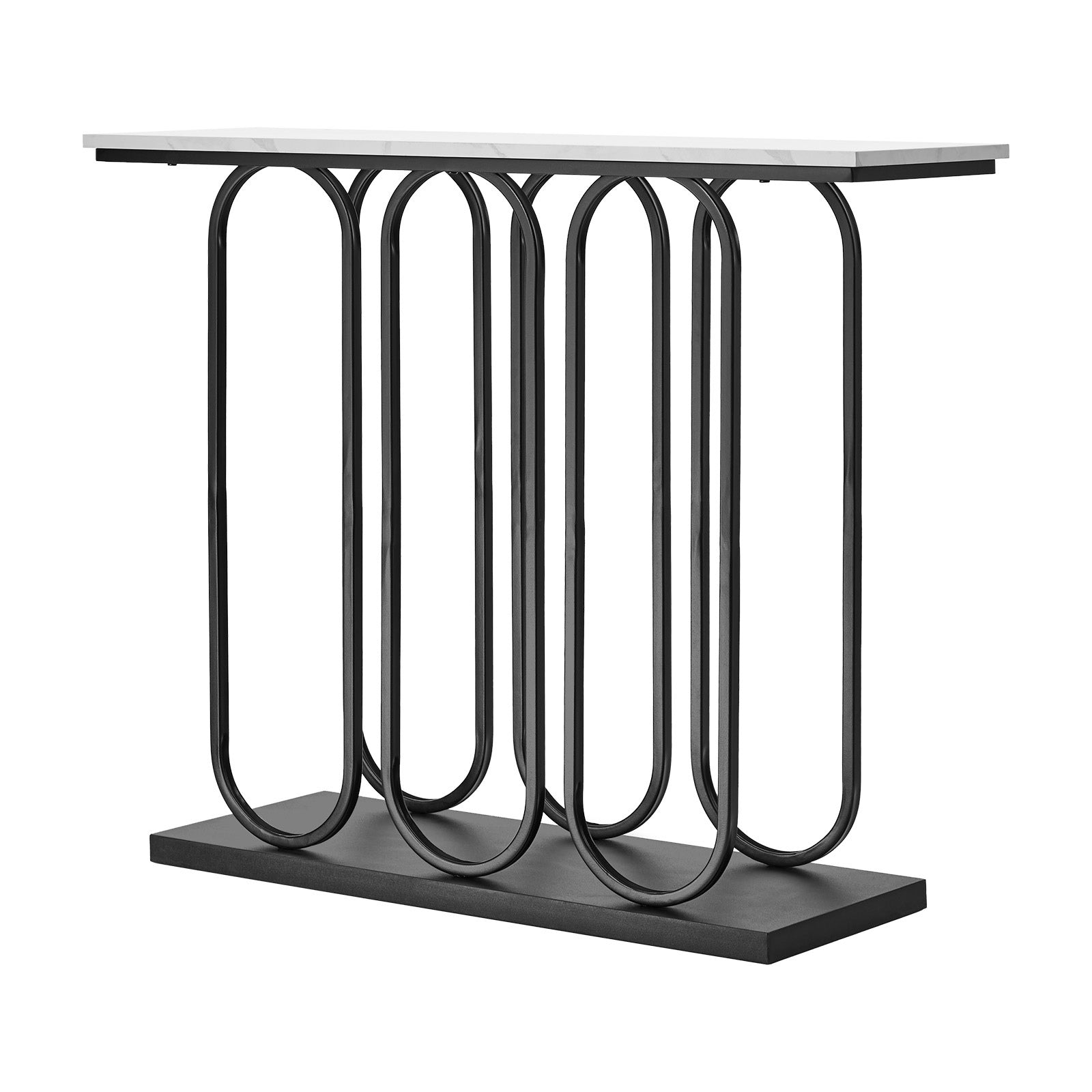 Oikiture Console Table Faux Marble Effect Entry Table Hallway Display Black - Sunyee
