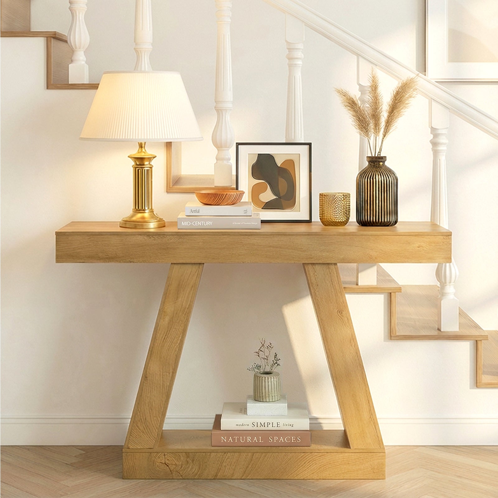 Oikiture Console Table Hallway Narrow Sofa Table Entryway Display Shelf