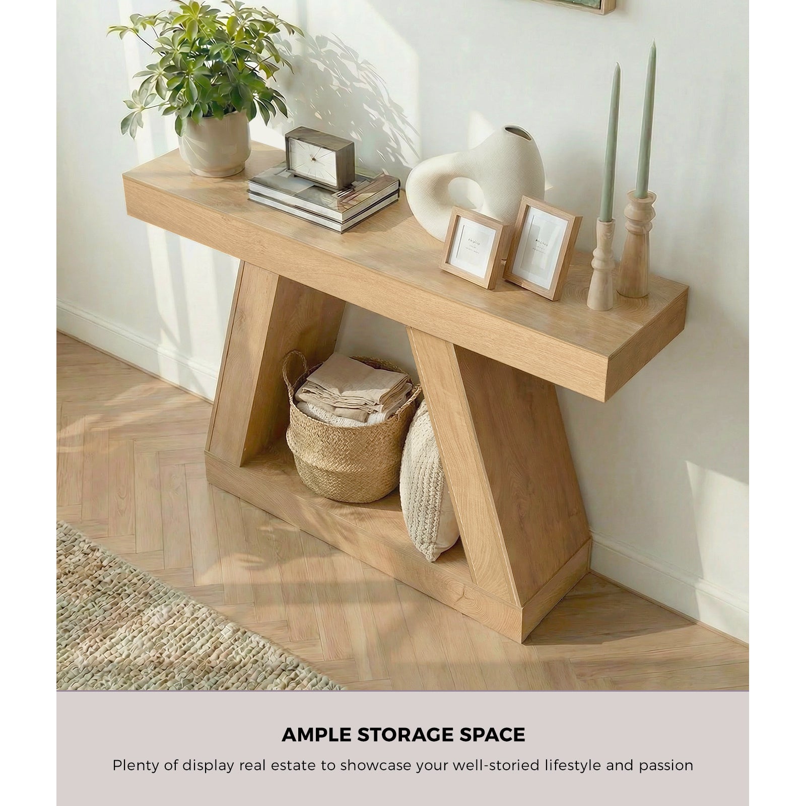 Oikiture Console Table Hallway Narrow Sofa Table Entryway Display Shelf