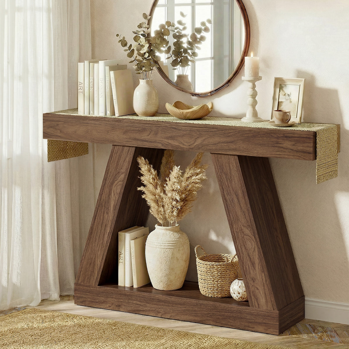 Oikiture Console Table Hallway Narrow Sofa Table Entryway Display Shelf