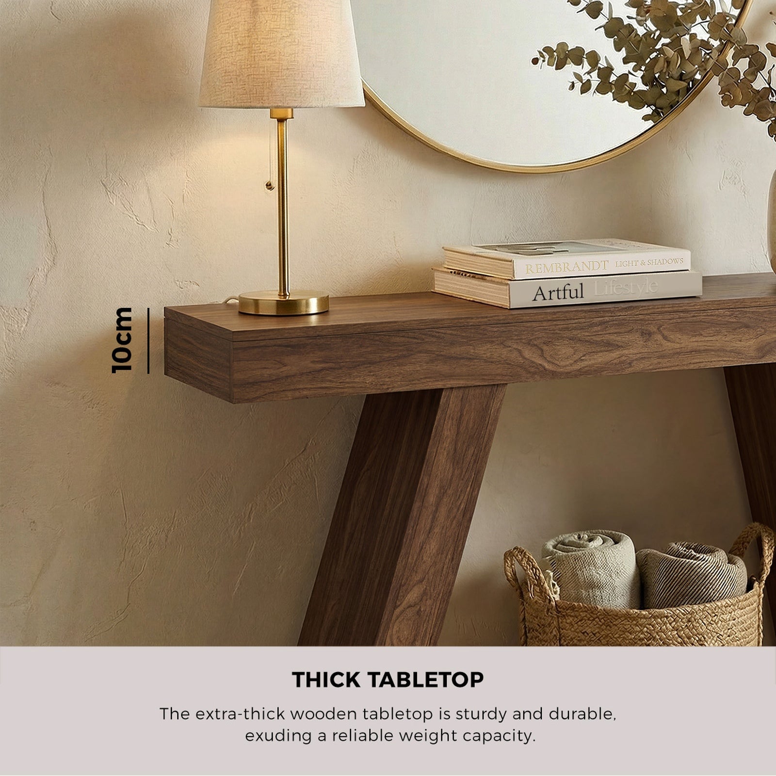 Oikiture Console Table Hallway Narrow Sofa Table Entryway Display Shelf Walnut