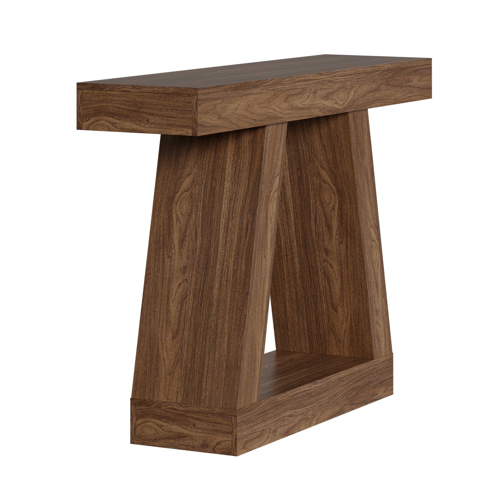 Oikiture Console Table Hallway Narrow Sofa Table Entryway Display Shelf Walnut