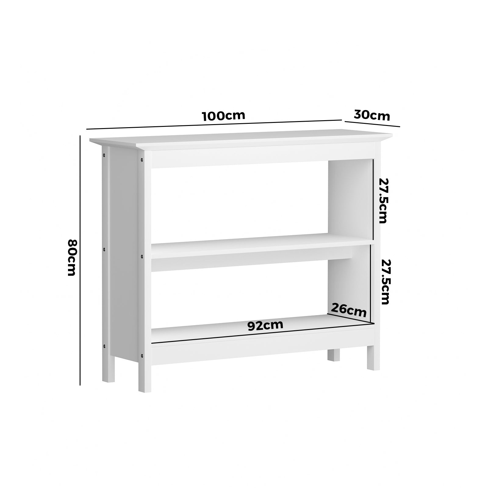 Oikiture 3-Tier Console Table Open Shelf Wood Sofa Table Hall Side Entry White - Sunyee