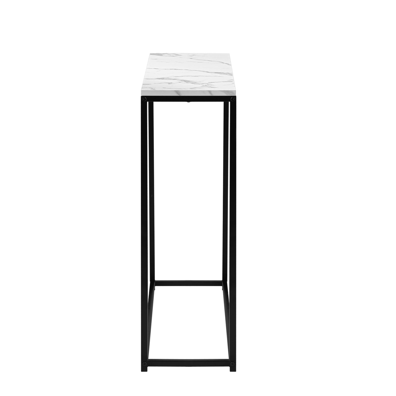 Oikiture Console Table Marble-look Iron Hallway Desk Entry Display Black&White - Sunyee