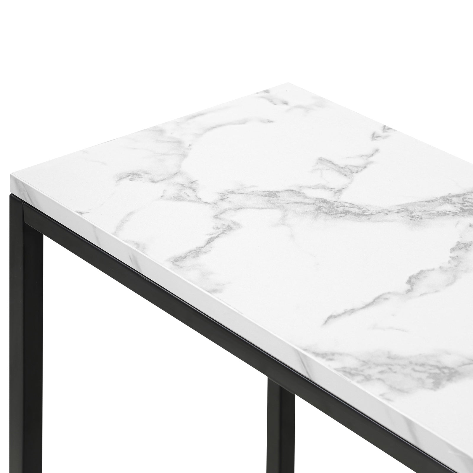Oikiture Console Table Marble-look Iron Hallway Desk Entry Display Black&White - Sunyee